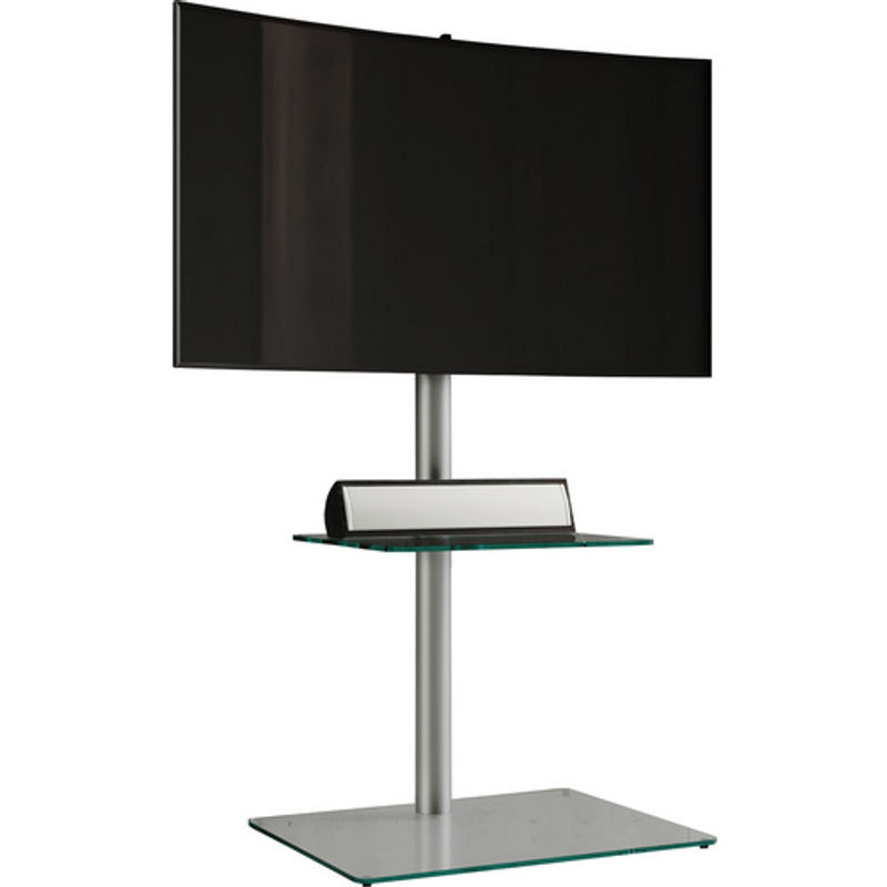 VCM TV Standfuß Alani schwenkbar in Silber aus Stahl und Aluminium mit ESG-Sicherheitsglas für Fernseher 26-70 Zoll, B/T/H: 60 x 45 x 100 cm - Bild 3