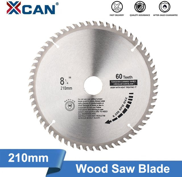 XCAN Kreissägeblatt TCT Hartmetall für Holz, Durchmesser: 210 mm, Bohrung: 30 mm, Farbe: Silber - Bild 1