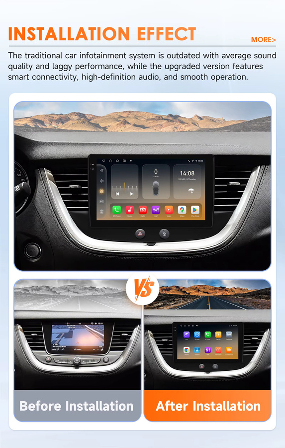 Hizpo Android 14 Autoradio mit Carplay und GPS für Opel Grandland X und Crossland X 2016-2020, Snapdragon 6115 Multimedia System in Schwarz - Bild 2