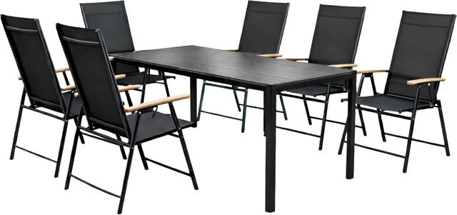 Greemotion Gartenmöbel-Set Merida 7-teilig aus Aluminium und Polywood in Anthrazit - Bild 1