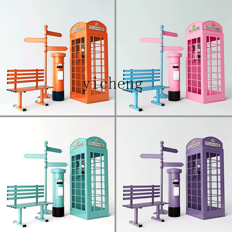 ZK Iron Art Shop Retro Telefonzelle als bodenstehendes Metall-Ornament für Außenbereich und Wohnzimmer - Bild 2
