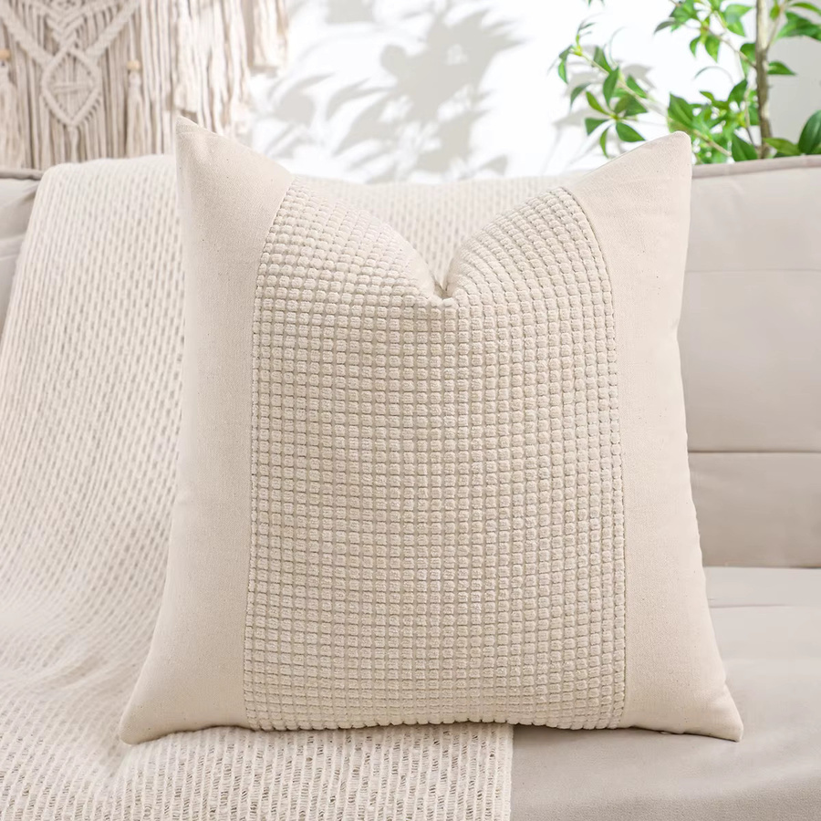 Miater Jacquard-Kissenbezug aus Segeltuch in Grau und Beige, quadratisch, 30 x 30 cm - Bild 1