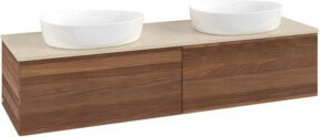 V&B Waschtischunterschrank Antao mit Frontstruktur in Walnut, B/T/H: 160 x 50 x 50 cm - Bild 1