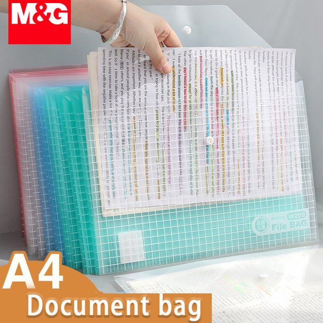 M&G A4 Dokumententasche aus Kunststoff mit Druckknopfverschluss für Büroakten und Studentenmaterialien - Bild 1