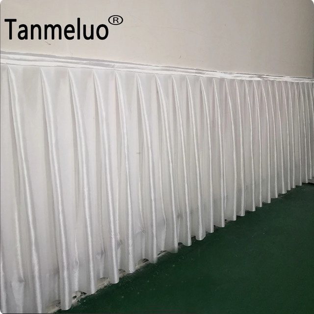 Tanmeluo Eisseide Tischrock für Hochzeiten und Bühnen, Weiß und Schwarz, B: 300 cm, H: 75 cm - Bild 1