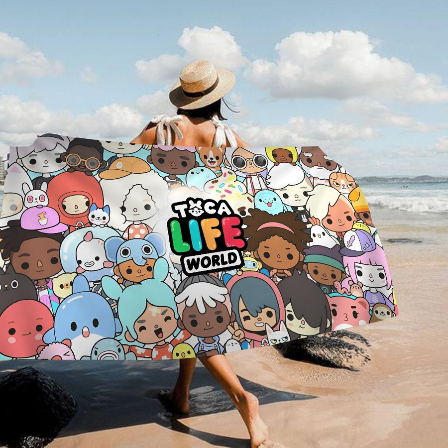 Ka Chen Muda Toca Boca Toca Life World Mikrofaser Strandhandtuch, weiß und mehrfarbig, B: 45 cm, H: 90 cm - Bild 3