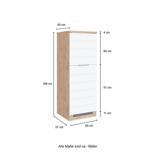 HELD MÖBEL Kühlumbauschrank Faro in Weiss, B/T/H: 60 x 60 x 166 cm - Bild 1
