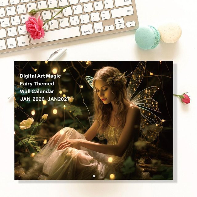 Feen-Wandkalender 2026 mit Fantasy-Kunst und Feenprinzessin-Illustrationen in Multicolour - Bild 1
