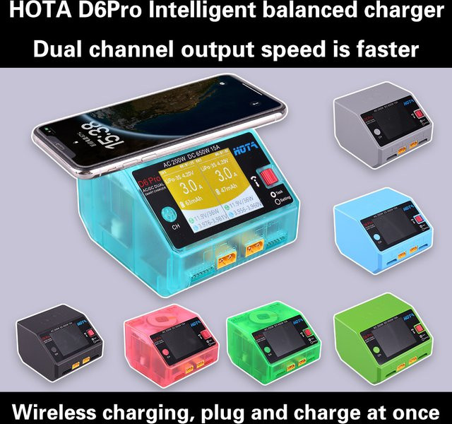 HOTA D6 Pro AC 200W DC 2x325W /15A Smart-Batterieladegerät und -Entladegerät für LiPo-Akkus in Grau - Bild 1