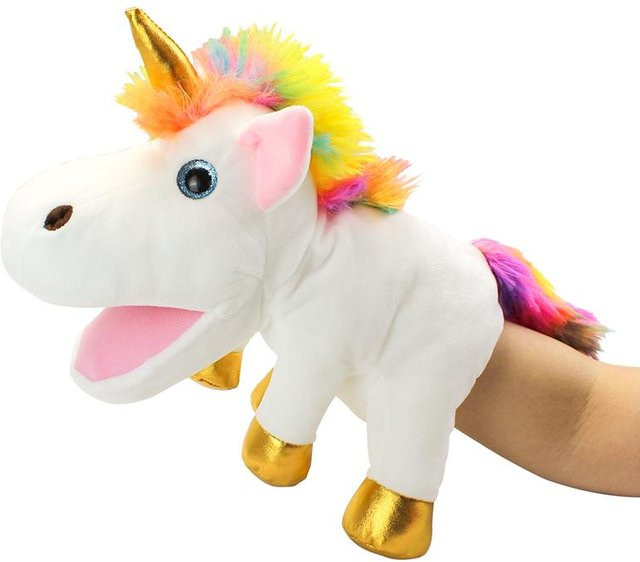 Yiran Health & Beauty Einhorn Handpuppe, Plüschtier, Weiß Rosa, ab 14 Jahren - Bild 1
