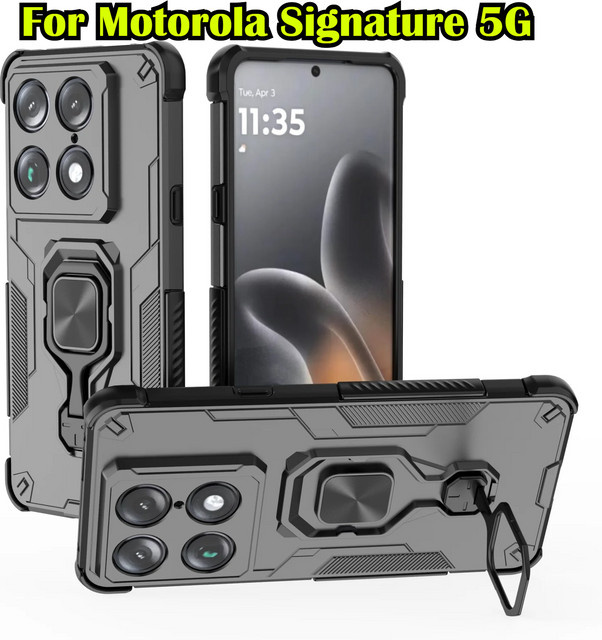 Schutzhülle für Motorola Moto Signature 5G Edge 70 Ultra 60 50 40 Stylus Fusion Neo X70 Air Pro mit magnetischem Metallring-Ständer in Blau - Bild 1