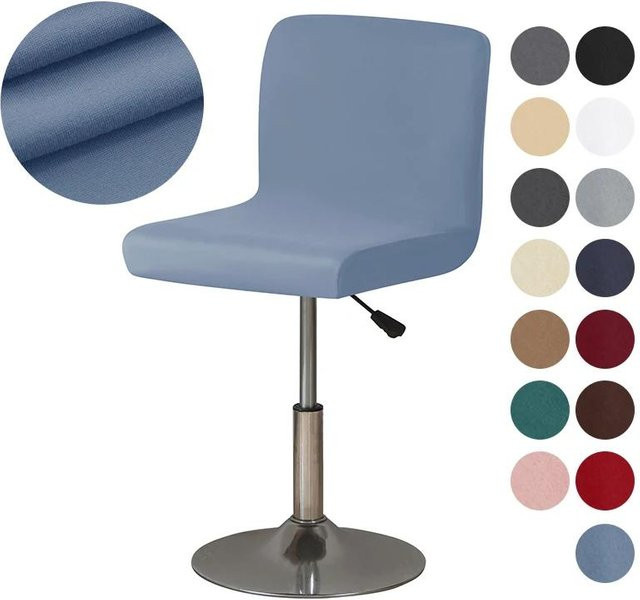 Yiran Furniture Barhockerbezug mit kurzer Rückenlehne in Blau, elastischer Stretch-Überwurf für kleine Barhocker - Bild 1