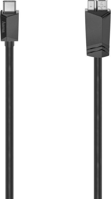 Hama USB-C auf Micro-USB Kabel USB 3.2 Gen1 5 Gbit/s Schwarz, Länge: 0,25 m - Bild 1