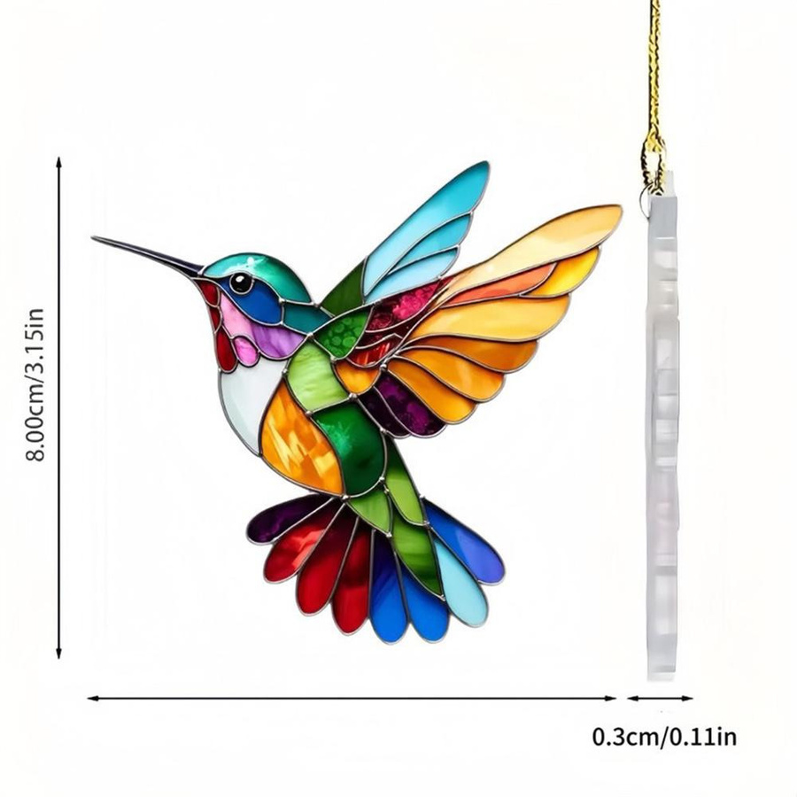 Mango Event Bunter Kolibri Hängender Anhänger aus Acryl als Windspiel und Suncatcher für Fenster, Garten oder Auto, Mehrfarbig, Durchmesser: 8 cm - Bild 2