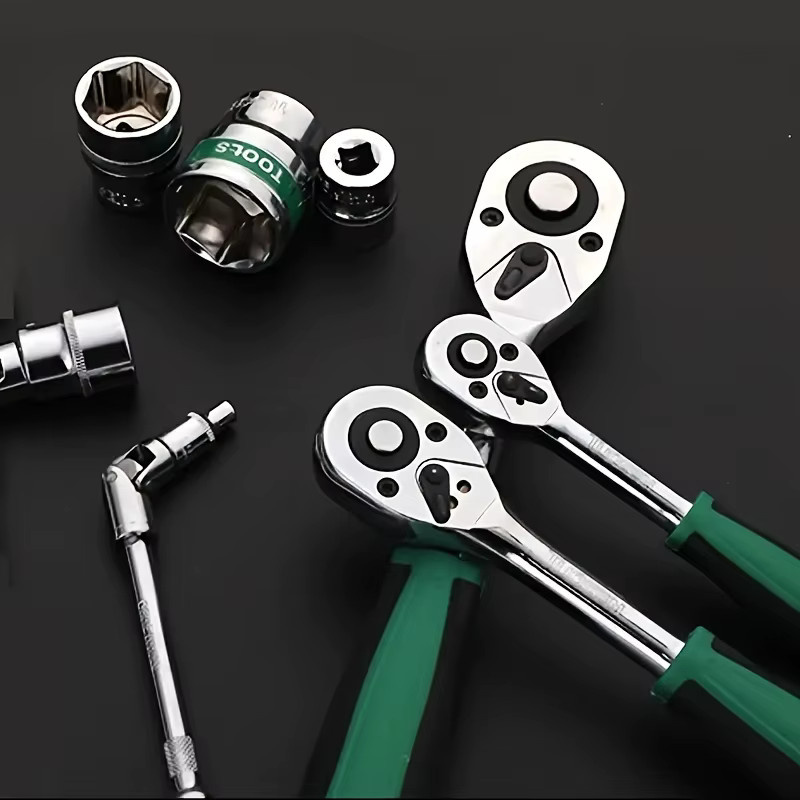 NIUXIANG Antriebssteckschlüsselsatz aus Chrome Vanadium in Silber mit 1/4", 3/8" und 1/2" Antrieb, Metrisch und Imperial, Pro-Modell mit 72-Zahn-Schnellspann-Ratschenschlüssel und Steckschlüsseleinsätzen - Bild 2