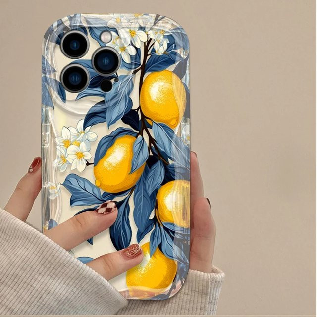Sommerfrucht-Zitronenblume 3D-Silikonhülle für iPhone 16 15 14 13 12 11 Pro Max X XS XR SE, transparent multicolor - Bild 1