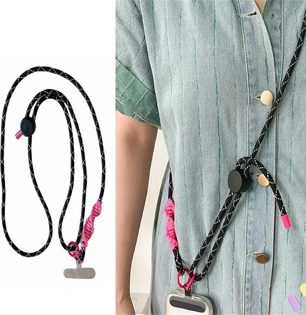 Universal Telefon-Lanyard in Pink mit verstellbarem Durchmesser und Anti-Verlust-Handgelenkschlaufe als Umhängetasche und Schulterband - Bild 1