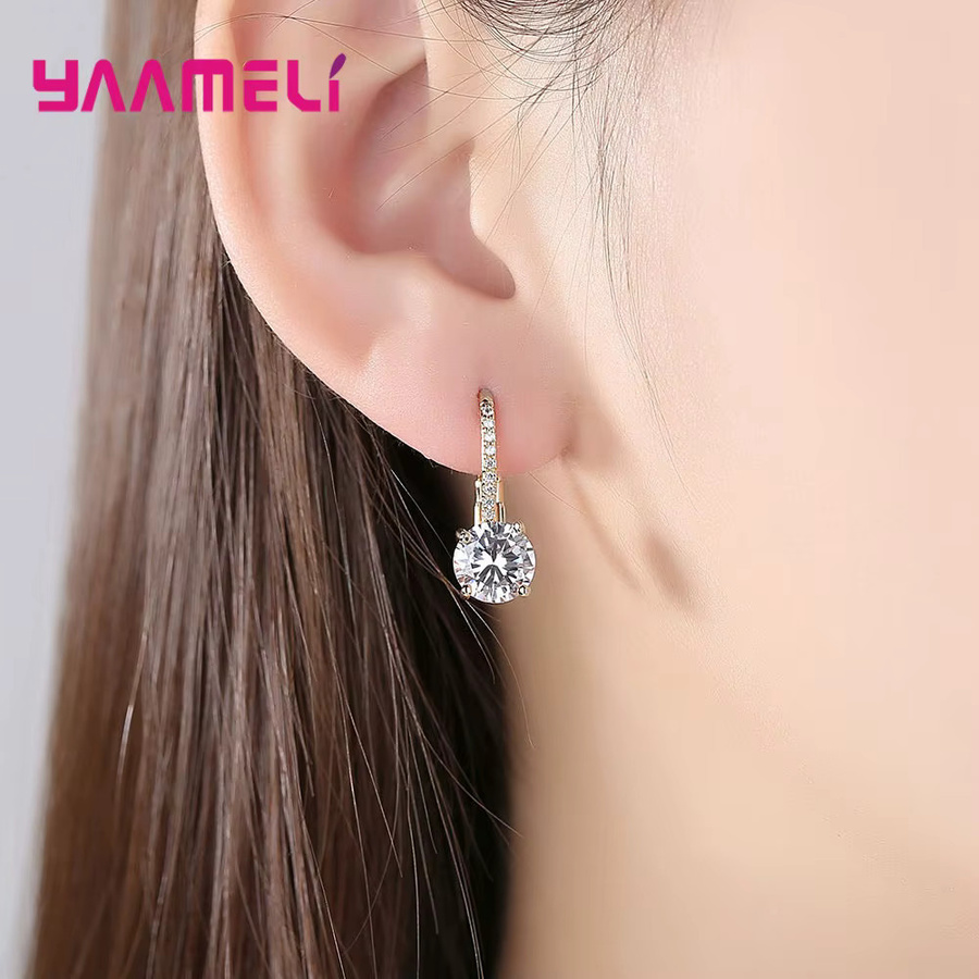 YAAMELI Ohrringe, 925 Sterling Silber, Gold Farbe, Kristall, Damen - Bild 3