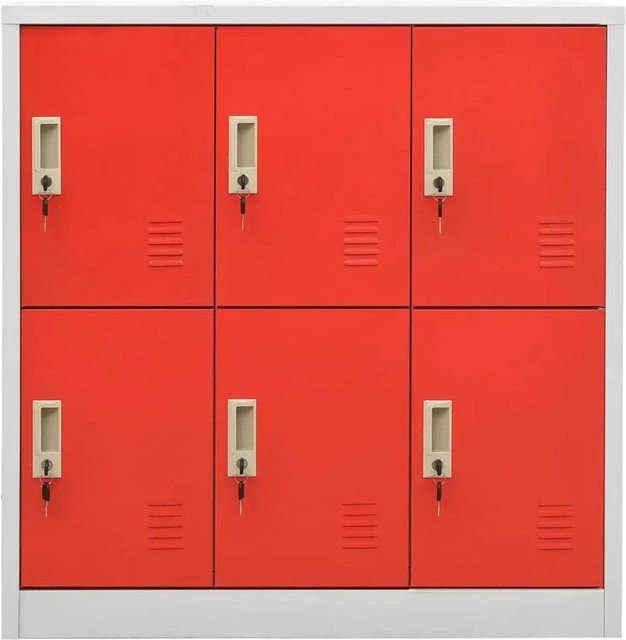 vidaXL Schließfachschrank aus Stahl in Grau und Rot mit Schloss, B/T/H: 90 x 45 x 92,5 cm - Bild 1