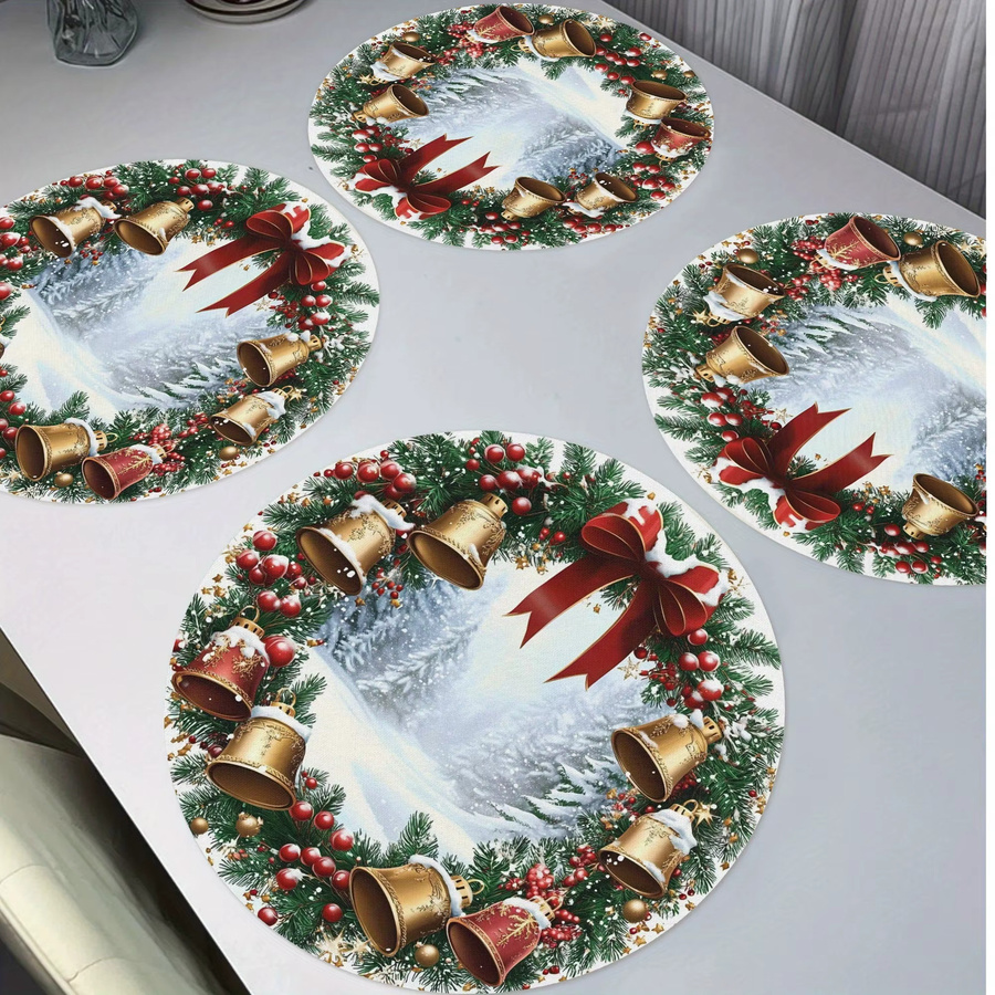 VIKAMA 4-teiliges Weihnachtskranz-Tischset für deine Weihnachtsdekoration - Bild 2