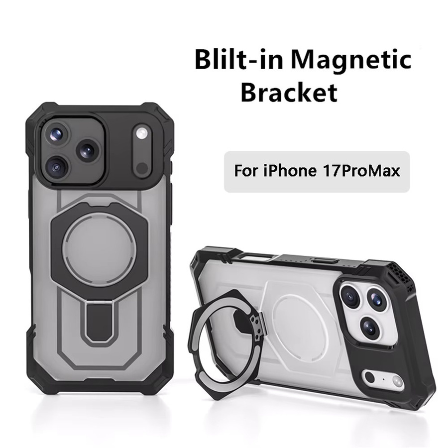 Armor Design Magnetische Schutzhülle für iPhone 17 Pro Max und iPhone 16 mit 360 Grad drehbarer Halterung, Stoßfestes TPU und PC Design in Schwarz und Gelb - Bild 1
