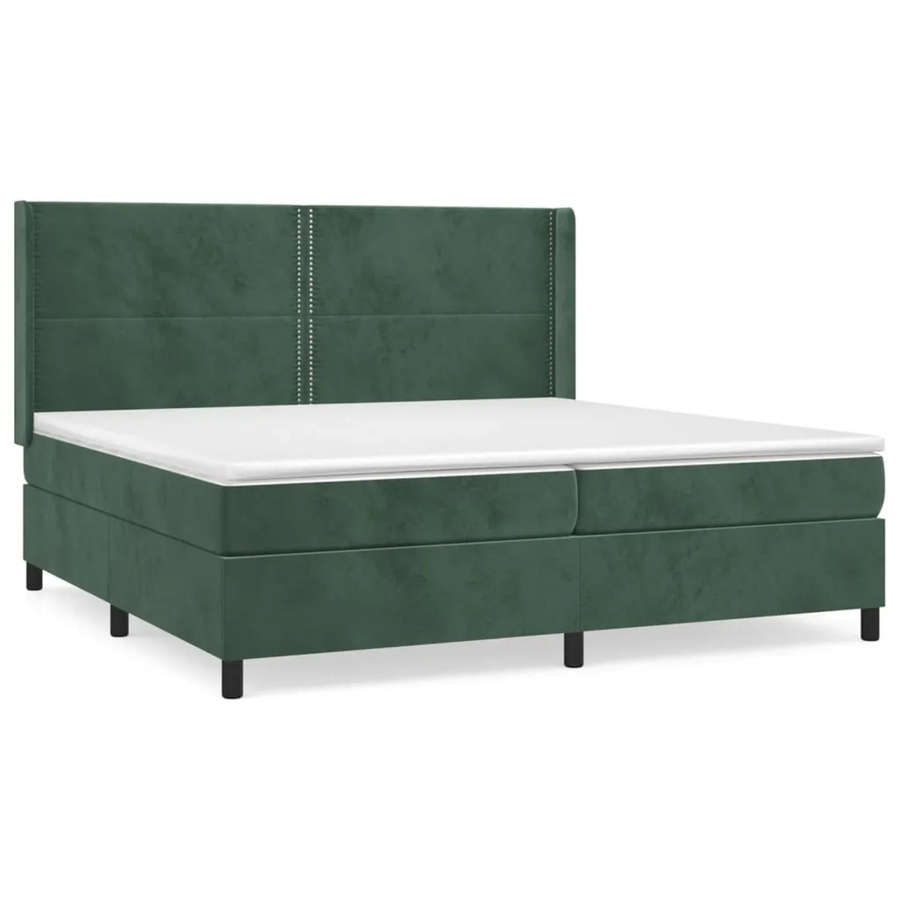 vidaXL Boxspringbett mit Matratze Dunkelgrün Samt B/T/H: 200 x 200 x 203 cm - Bild 2