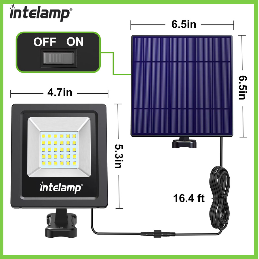 intelamp LED Solar-Sicherheitsflutlicht mit 4400 mAh Akku und automatischer Ein-/Ausschaltung für Garten, Garage und Außenbereich - Bild 6