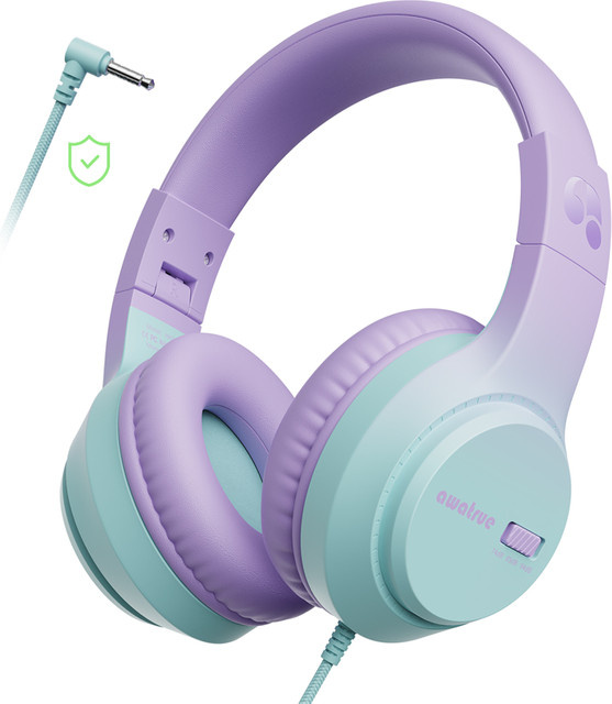 Awatrue Kinder-Kopfhörer Over-Ear in Lila mit Lautstärkebegrenzer und 3,5mm Klinkenanschluss, faltbar und kabelgebunden - Bild 1