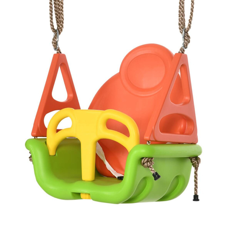 Outsunny 3-in-1 Babyschaukel mit verstellbarem Seil, Grün und Orange, B/H/T: 34 x 180 x 48 cm - Bild 2