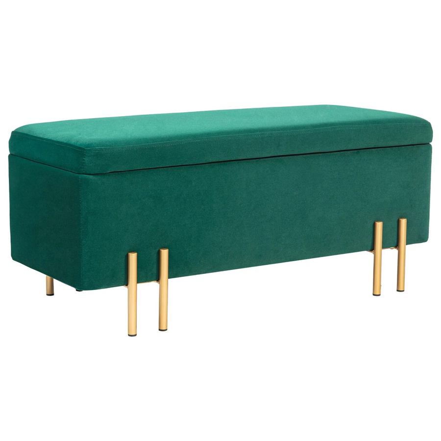 HOMCOM Sitzbank mit Stauraum aus Samt in Grün, B/T/H: 100 x 40 x 42 cm - Bild 2