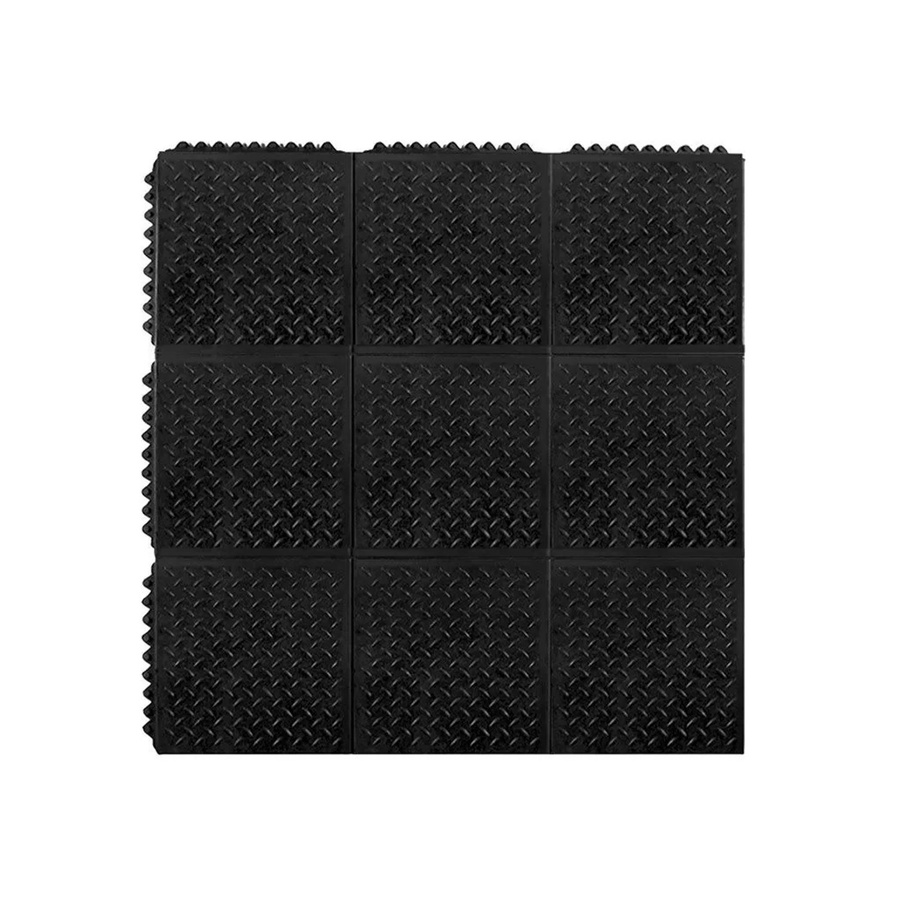HPFloor Gummifliesen mit Riffeloberfläche und Stecksystem in Schwarz - Bild 2