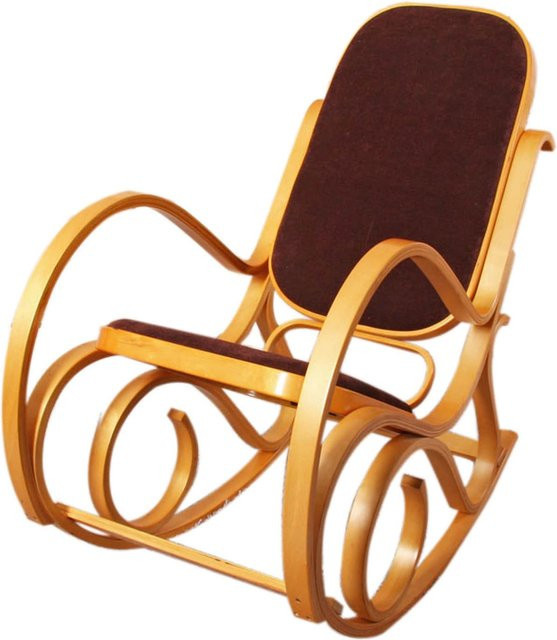 MCW Schaukelstuhl Gallarate im Retro-Design mit Massivholz-Gestell in Eiche-Optik und dunkelbraunem Stoffbezug - Bild 1