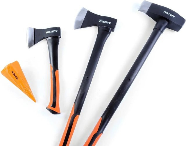 FUXTEC 4er Axt Set FX-AX4 mit Spaltgranate aus geschmiedetem Carbonstahl und Fiberglaskern in Schwarz - Bild 1