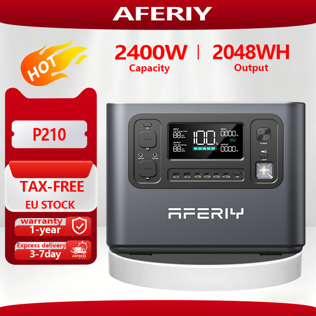 AFERIY AF-P210 Energiespeicher Mobile Stromversorgung mit 2400W und 2048Wh Lithium-Batterie für Haushalt und Outdoor - Bild 1