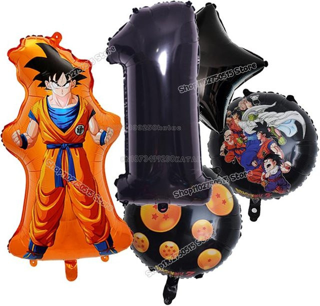 Yiran toy 1 Dragon Ball Anime Son Goku Kindergeburtstagsdekoration mit Zahlenballons in Gelb, Blau und Orange - Bild 1
