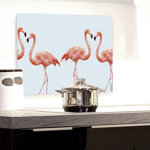 mySPOTTI Mini-Spritzschutz Lovely Flamingo Aqua in Blau und Pink aus Aluverbund, B/T/H: 41,0 x 59,0 x 0 cm - Bild 2