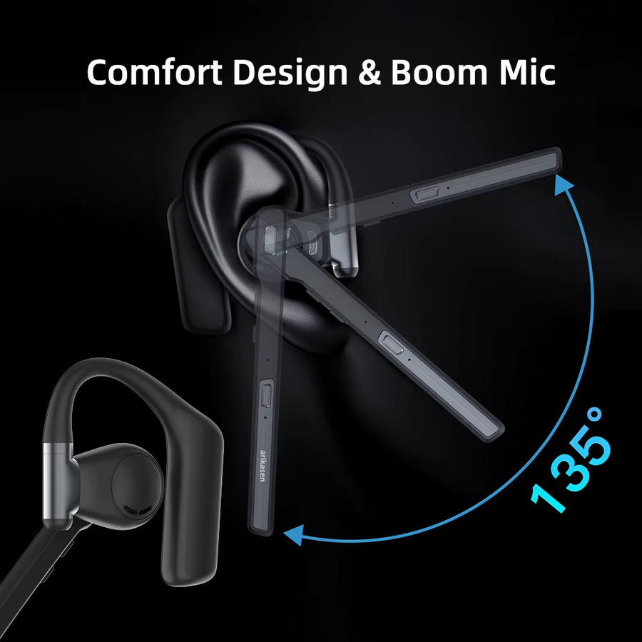 arikasen Bluetooth-Headset V6.0 mit Geräuschunterdrückung und zwei Mikrofonen in Schwarz inklusive Ladeetui - Bild 5