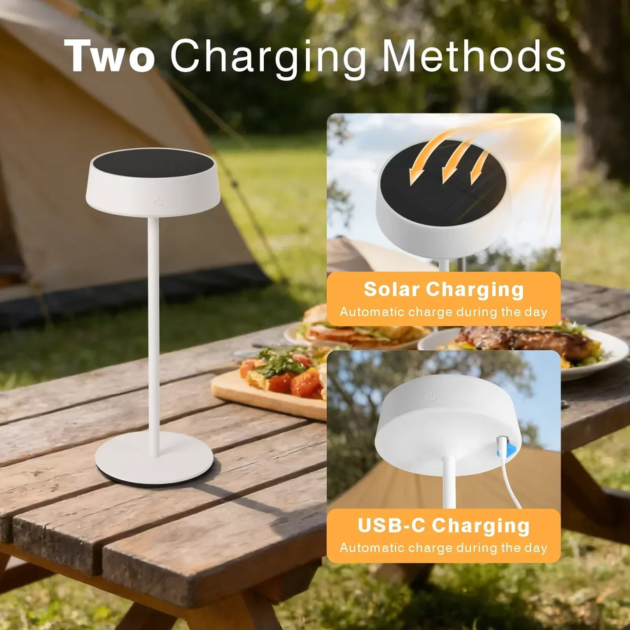 KFV LED Schreibtischlampe mit Solar- und USB-Ladung, dimmbar, 3 Farbtemperaturen, wasserdicht, Schwarz - Bild 4