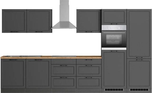 Held Küchen Küchenzeile Kempten in Landhaus Optik, Grau/Graphit, Breite: 360 cm - Bild 1
