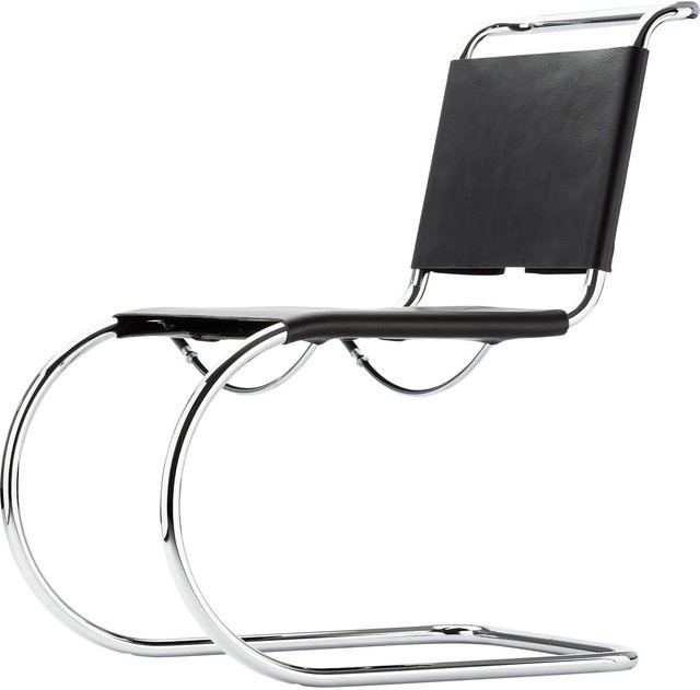 Thonet S 533 Stuhl mit Korbgeflecht und Kernleder in Silber - Bild 1