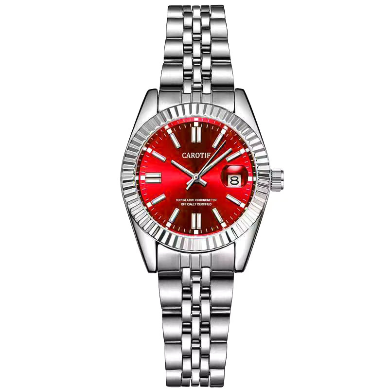 CAROTIF Armbanduhr Edelstahl, Analoguhr, Rot, Damen - Bild 6