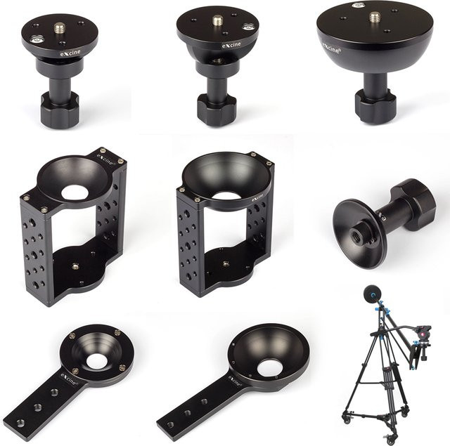 Excine Halbkugelkopf Flache Schüssel Typ Riser Konverter Adapter für Film Kamera Slider Track Dolly Kran Stativ Unterstützung, Schwarz - Bild 1
