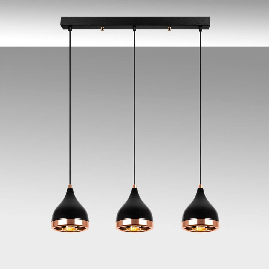 Opviq Pendelleuchte Yildo in Kupfer und Schwarz aus Metall mit 3 E27 Fassungen, Höhe: 111 cm, Breite: 14 cm, Tiefe: 14 cm - Bild 3