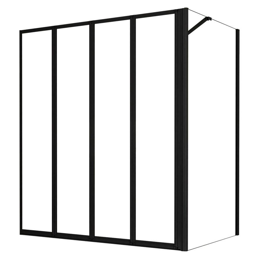 AICA Badewanneaufsatz Faltbare Duschwand mit Seitenteil, Schwarz, B: 90 cm, T: 140 cm, Glasstärke: 4 mm, ESG Sicherheitsglas - Bild 2