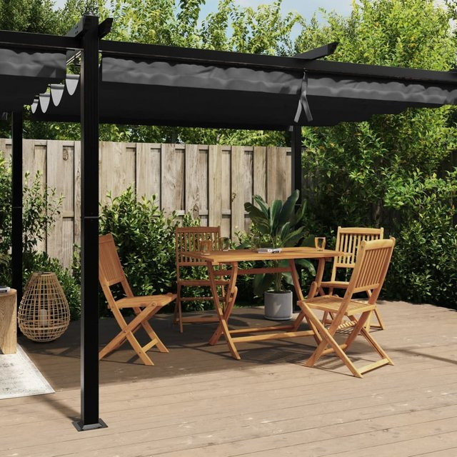 vidaXL Gartenpavillon aus Aluminium mit ausziehbarem Polyesterdach in Anthrazit, B/T: 6 x 3 m - Bild 2