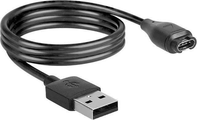 USB-Ladekabel für Garmin Instinct, Vivoactive 3/4/4s, Vivosport und Forerunner 945, 935, 245, 245M, 45, 45S Musik in Schwarz mit USB-A auf USB-C Anschluss - Bild 1