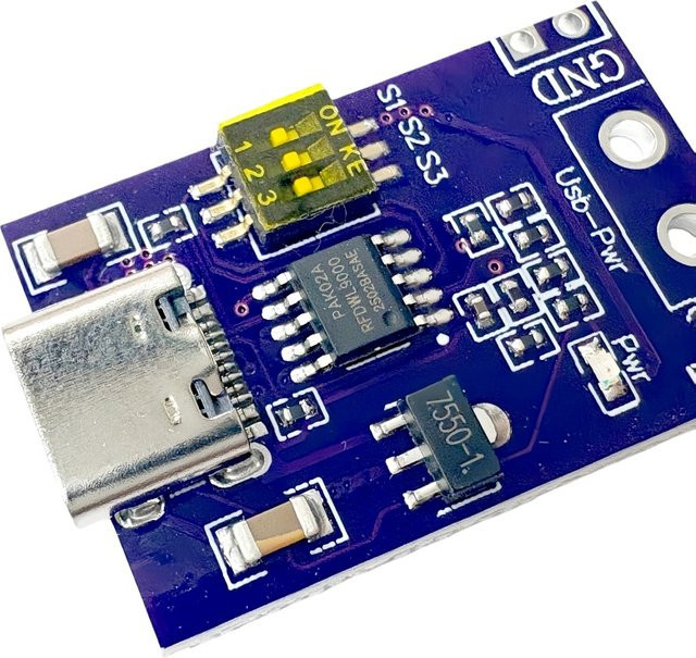 AEVYVKV USB-C PD QC AFC Schnellladungs-Triggermodul mit Digitalanzeige, einstellbar von 5-20V für Laptops, Blau - Bild 1