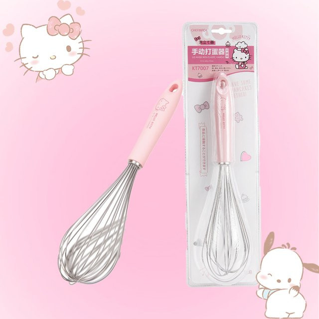 Sanrio Hello Kitty und Cinnamoroll Manueller Schneebesen aus Edelstahl in Pink und Silber - Bild 1