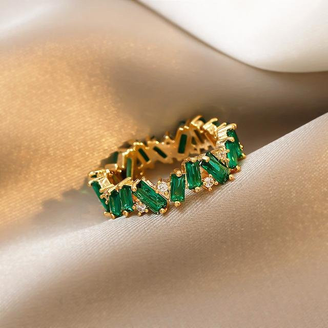 Wucifang Jewelry Ring, Messing, Gold, Zirkonia, Damen - Bild 1