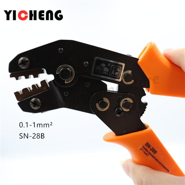 ZHENGYICHENG Europäische Crimpzange SN-28B/SN-48B in Orange/Blau für 2,8 mm und 4,8 mm Steckerfedern - Bild 1